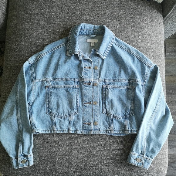 ASOS Topshop Cropped Jean Jacket size 4 - Picture 3 of 11